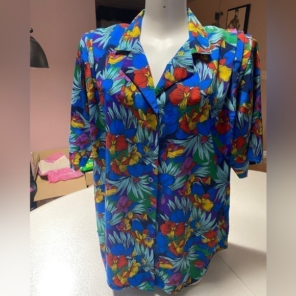 EXPRESS Plus vtg Summer Hawaiian Tropical
Floral Graphic Prints Shirt Sz XL - Picture 6 of 16